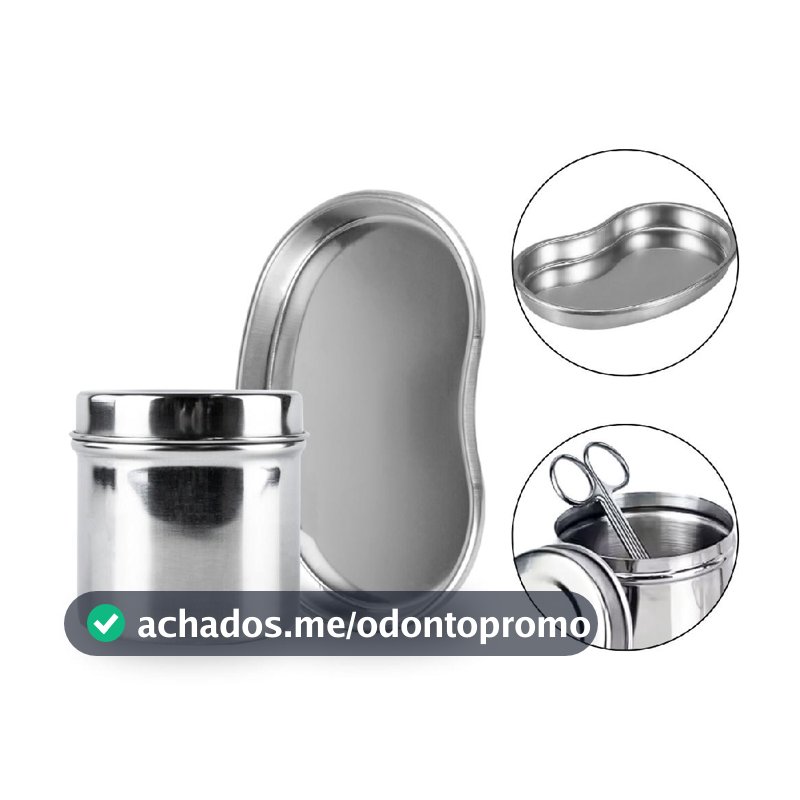 Kit Bandeja Cuba Rim Aço Inox + Porta Gaze Odonto Podologia Manicure Consultório Higienização