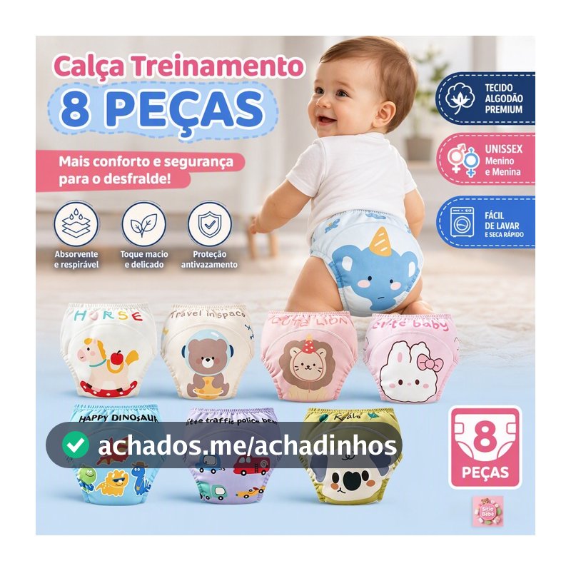 Calça De Treinamento Infantil Impermeável E Reutilizável Para Desfralde Com Algodão Macio E Alta Absorção