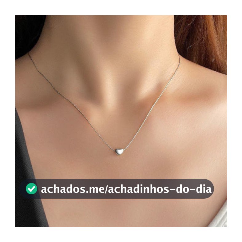 Colar Feminino Delicado Minimalista Coração Dourado ou Prateado Com Caixa para Presente