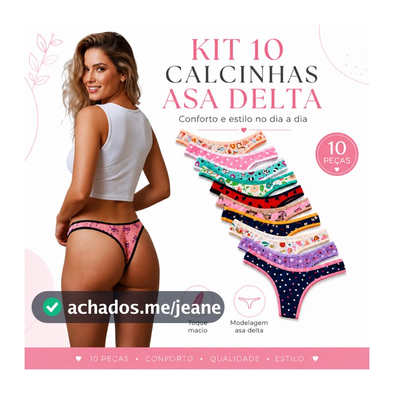 Kit 5 ou 10 Calcinhas Asa Delta Algodão Feminina Conforto Forro 100% Algodão