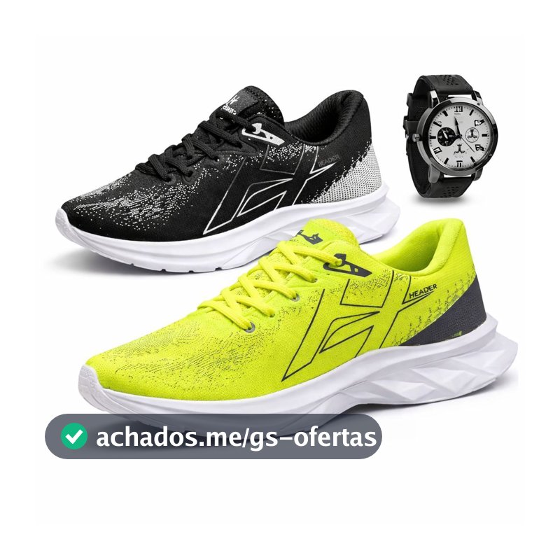 kit 2 Tênis Header Racer Masculino Esporte Academia Conforto + relogio