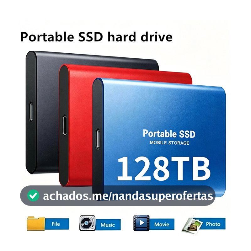 SSD Portátil Original 128T 1 Tb 4 8 16T 32 64 USB 3.1 Tipo-C Unidade De Estado Sólido Móvel Externa De Alta Velocidade
