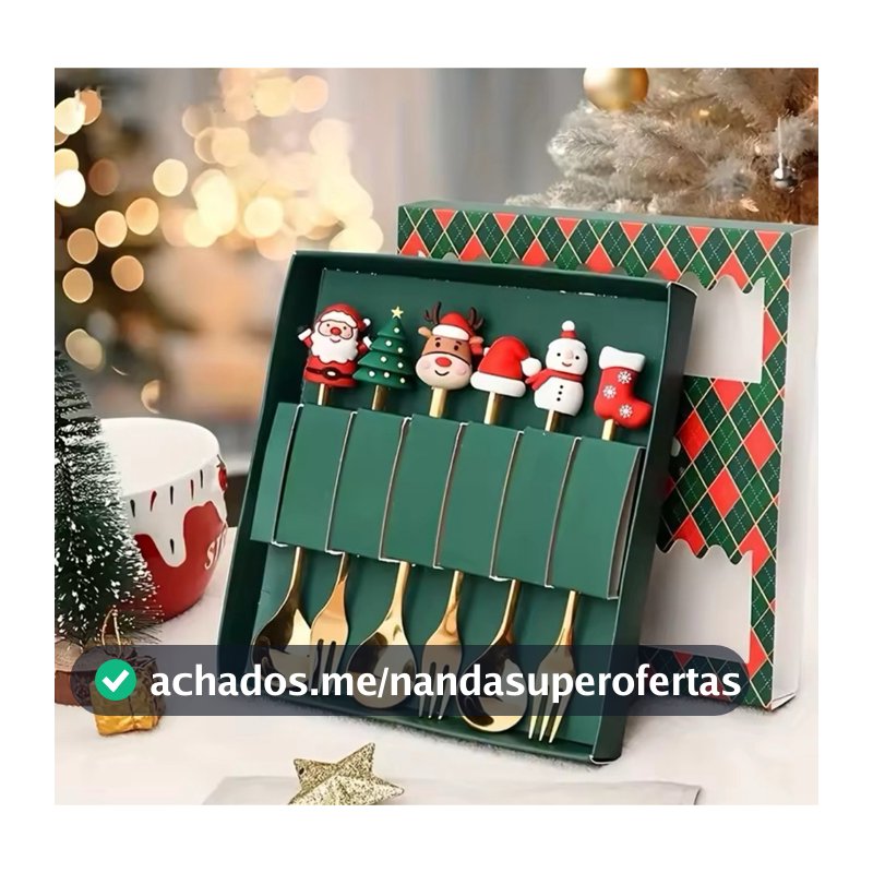 Conjunto de Talheres de Sobremesa de Natal