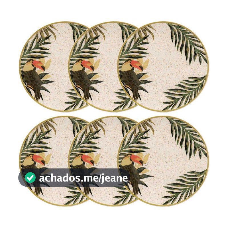 Jogo de 6 Pratos Rasos 26 cm Oxford Unni Tropicano