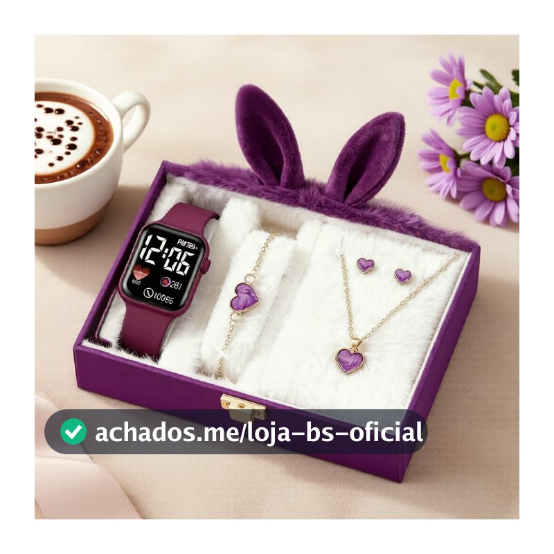 Conjunto de Relógio de Pulso Digital Sweet Heart para Meninas - Presente de Aniversário & Volta às Aulas Perfeito,