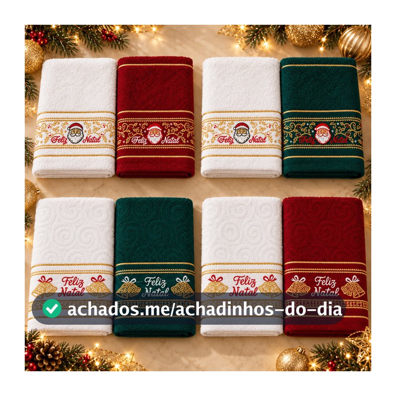 Kit 2 Toalhas Lavabo Natalinas Bordadas Papai Noel
