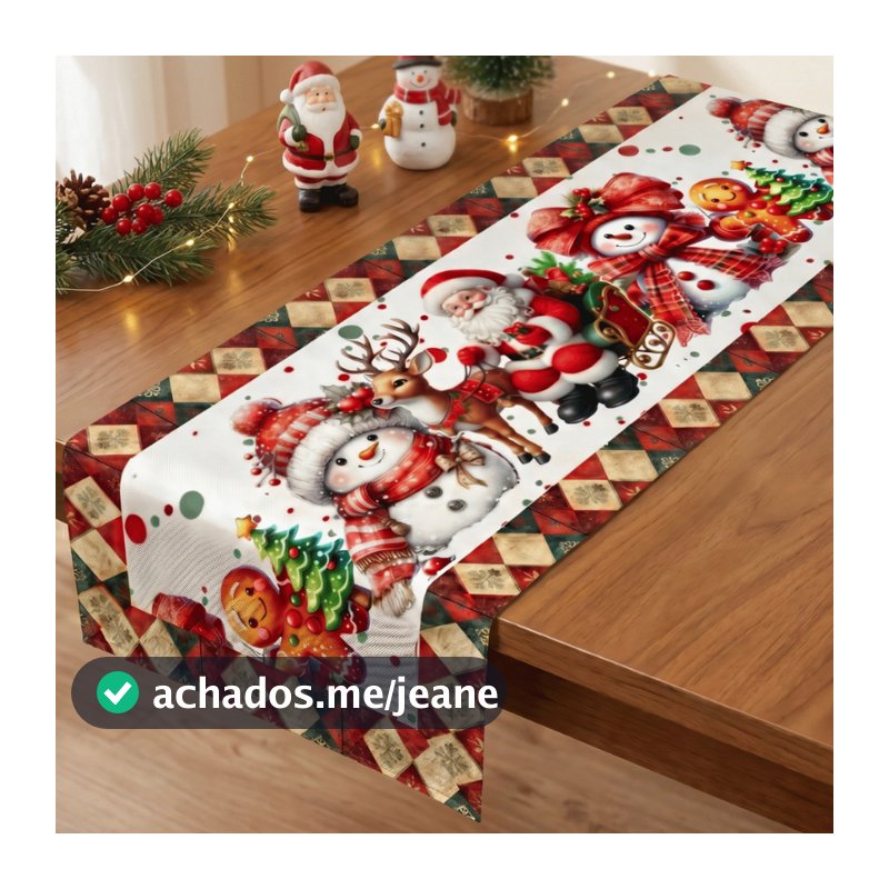 Caminho de Mesa 1,30x50 Decoração P/ Natal Mesa Posta Decoração Natalina Cozinha Sala Enfeite Natal