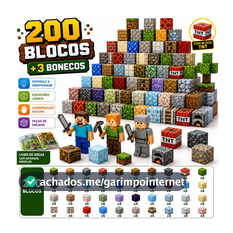 Kit Blocos Magnéticos de Montar e Bonecos Infantil Brinquedo Educativo