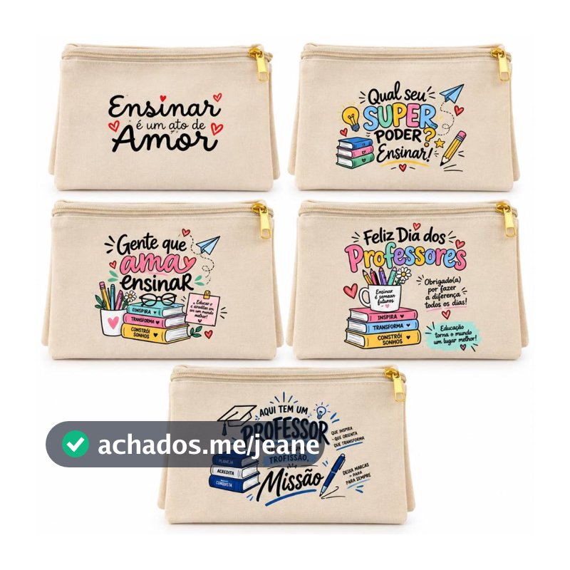 Necessaire Algodão Cru Dia dos Professores 15x20/ Lembrança/ Brinde/Presente