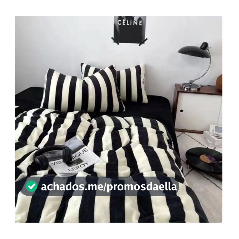 Edredom listrado preto e branco casal - edredom de listrado fofo - edredom solteiro listrado - edredom Queen listrado