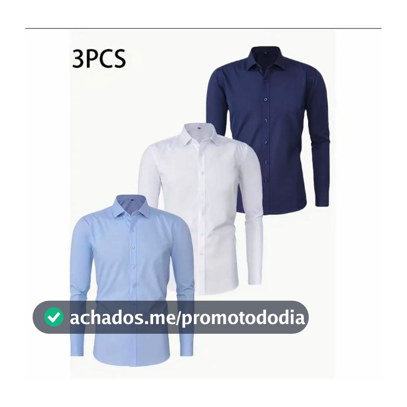 Kit 3 Camisas Slim Fit Masculinas – Conforto para Trabalho e Dia a Dia