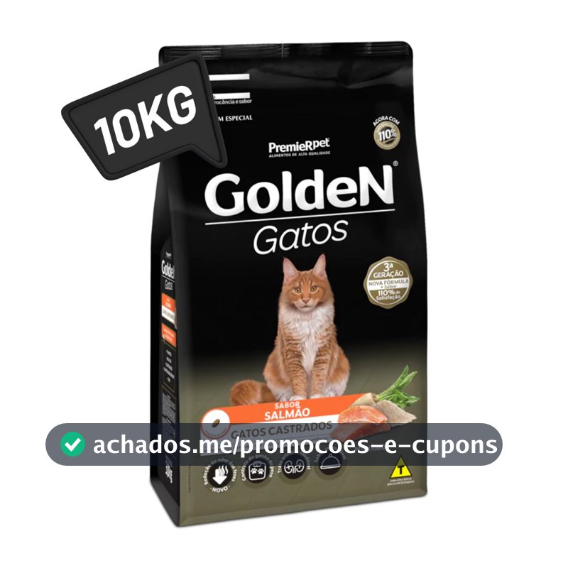 Ração Golden para Gatos Castrados – Sabor Salmão – 10,1kg