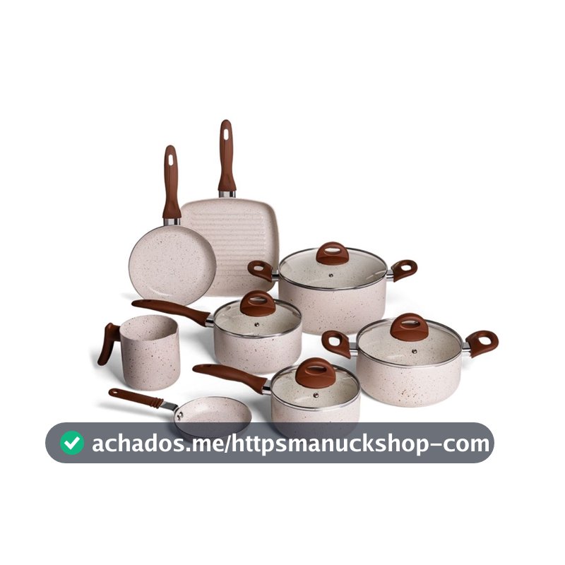 Jogo de Panelas Vanilla Ceramic Life Brinox Smart Plus 8 Peças - Antiaderente