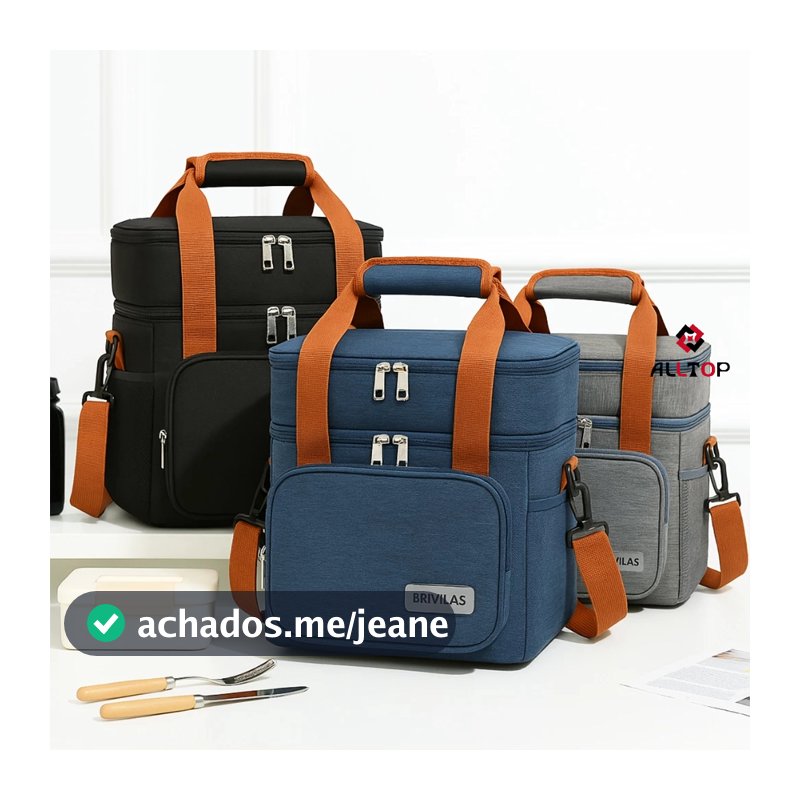 Bolsa Térmica 2 Compartimentos Com Alça De Mão E Lateral Isolamento Térmico Eficiente
