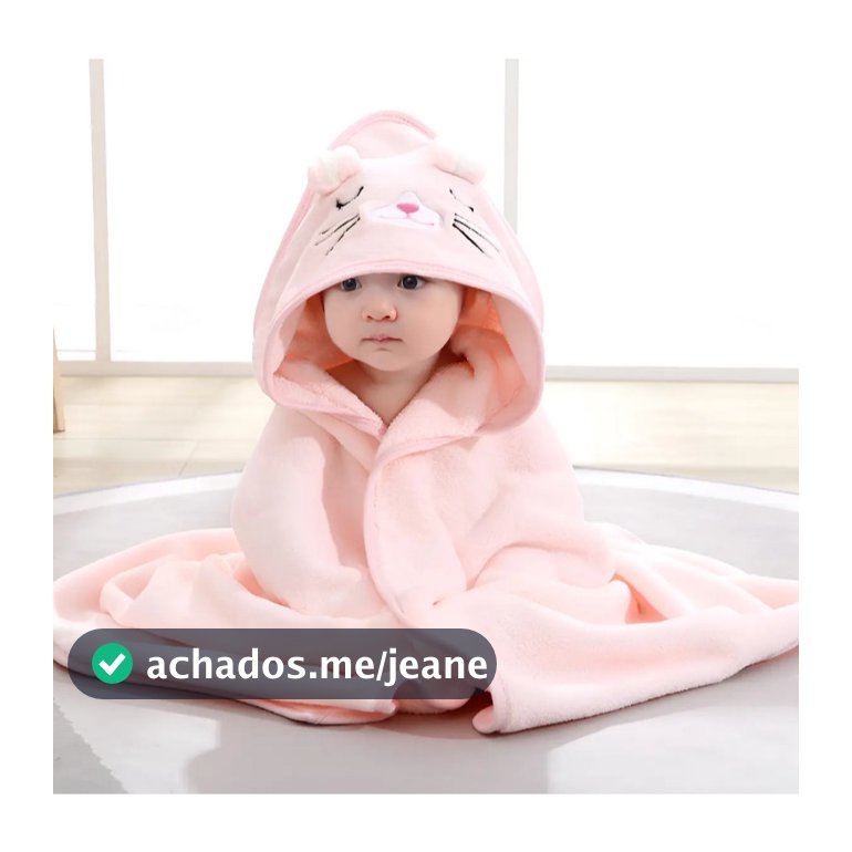 Toalha de Banho para Bebê com Capuz Bichinhos Super Macia Felpuda 80x80cm