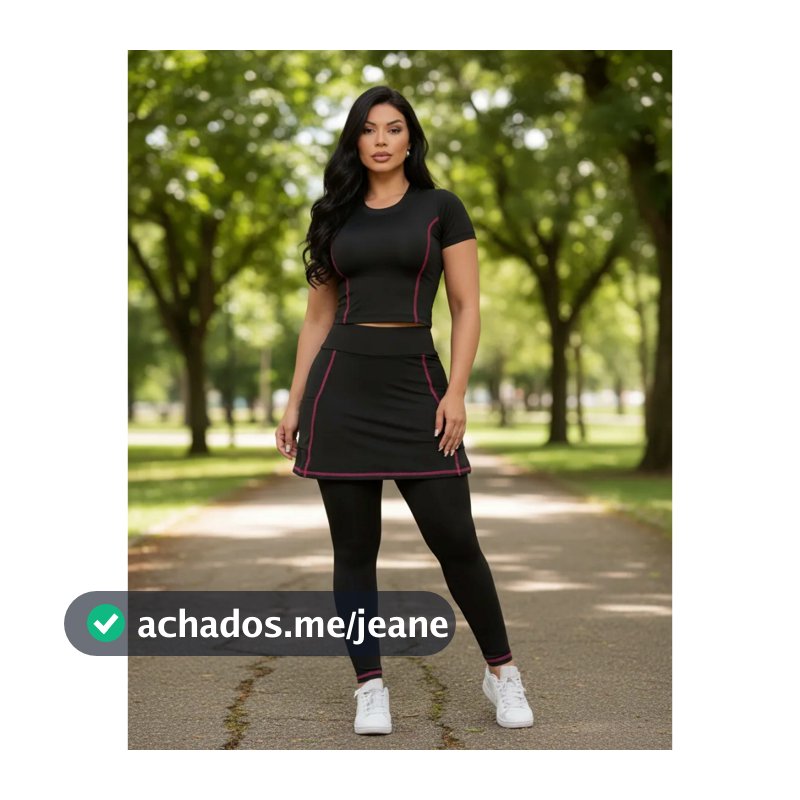 Conjunto Fitness Calça Saia Legging Com Bolso e Blusinha Moda Evangélica Para Treinos Academia