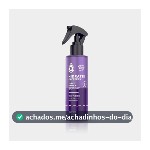 Spray Fixador OAKBERRY Hidratei 200ml Antifrizz Fixação Duradoura Hidratação e Brilho Capilar