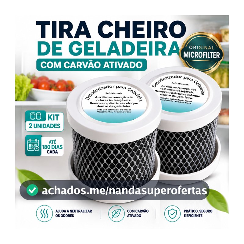 Kit 2 Tira Cheiro Geladeira Desodorizador Anti Odor Carvão Ativado