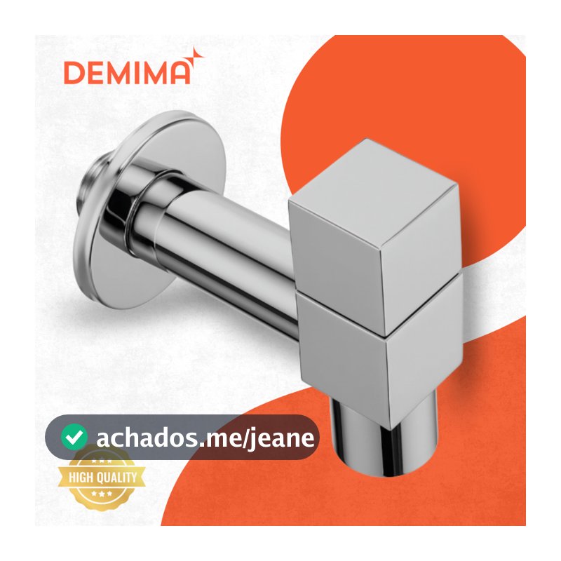 Torneira Registro Jardim Quintal Tanque Máquina de Lavar Área Externa Lavanderia Metal Aço Inox Cromado Polido Quadrada