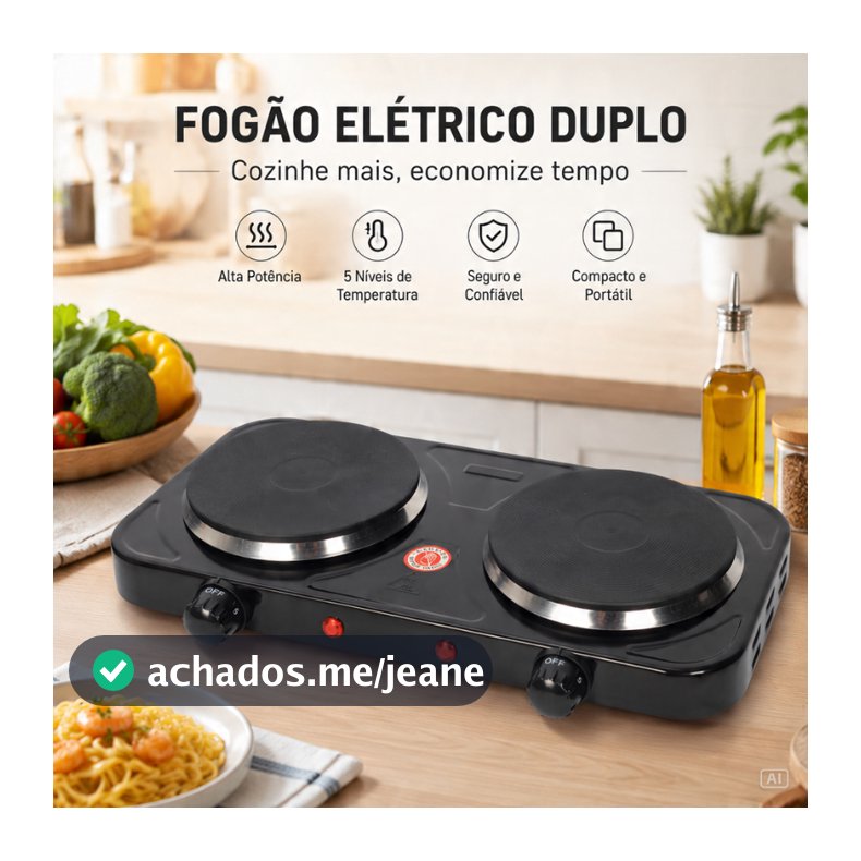 Fogareiro Elétrico Fogão Cooktop 2 Bocas  Camping 2000w 127v Aquecimento Rápido
