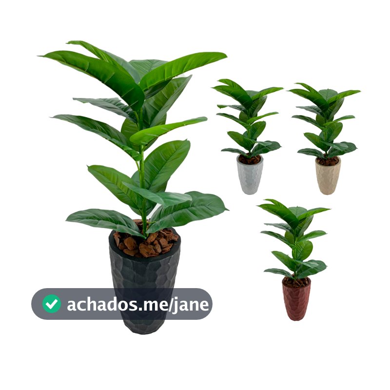 Vaso Polietileno + Planta Artificial Jiboia Follhas Grande Decoracao Jardim