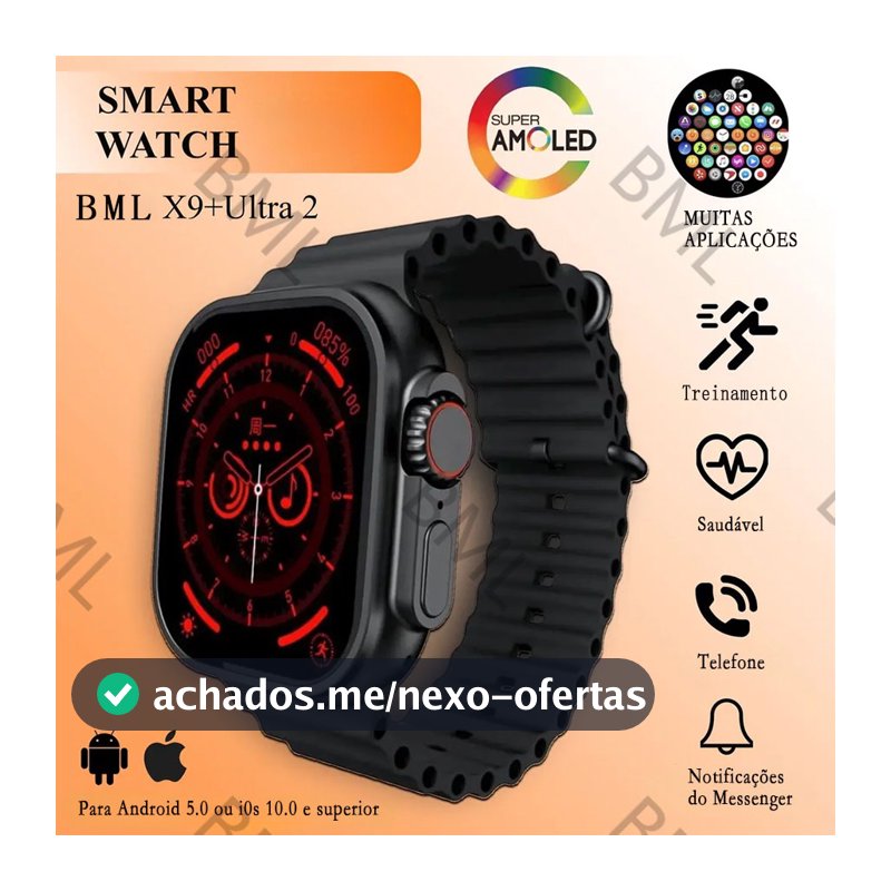 Smartwatch Original X9 Ultra Série 9 Bússola 49mm NFC GPS Esportivo Fitness Relógio Inteligente Para Android IOS