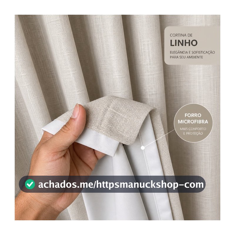 Cortina Sala e Quarto Linho com Forro Microfibra Premium de Luxo