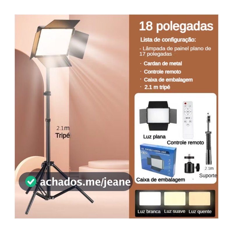 luz de preenchimento 80W 18 polegadas Luz de vídeo LED bicolor 2700-7500K Painel de iluminação de Lâmpada preenchimento