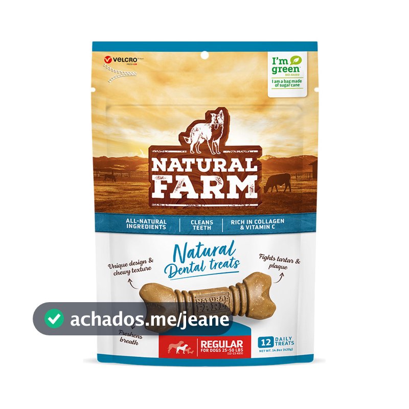Snack Natural Farm Dental Treats Para Cães Raças Medias 420g
