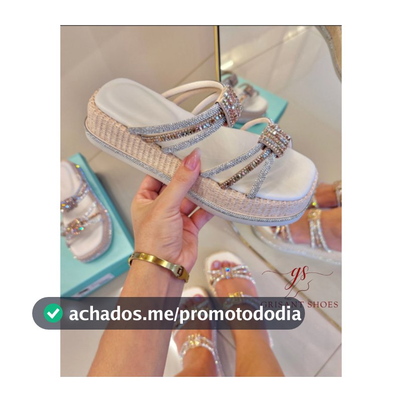 Sandália Feminina Rasteirinha Flat Papete Birken com Strass Pedraria Confortável Moda 2025