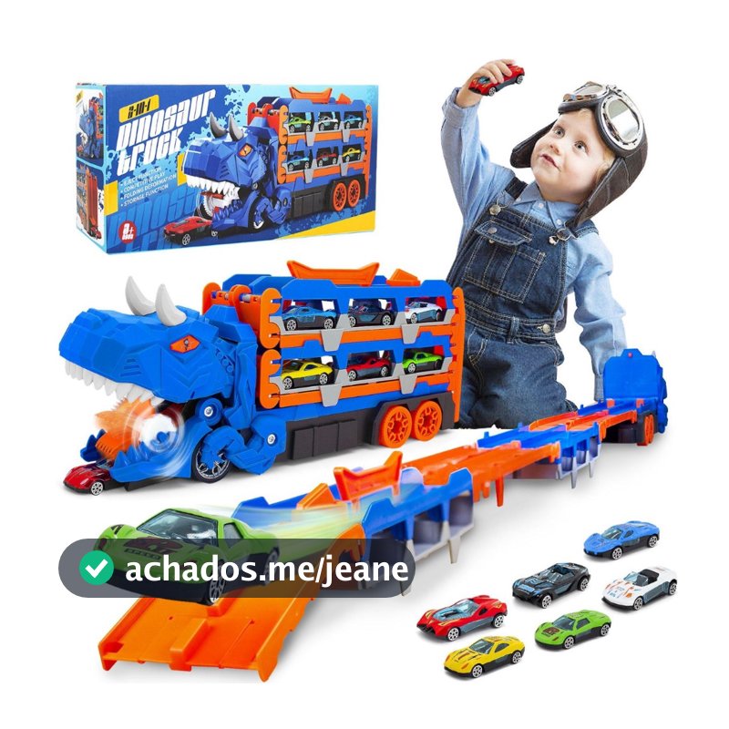 Caminhão De Engolir Dinossauro com KIT 12 CARRINHOS - A Diversão Está Garantida! 🚗 YM5500