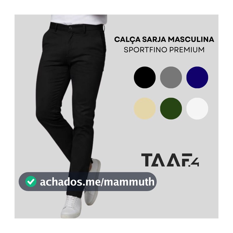 Calça Masculina Esporte Fino Estilo Social Lycra-Sport Fino Calça Sarja Masculina Alfaiataria Esporte Fino C/ Elastano