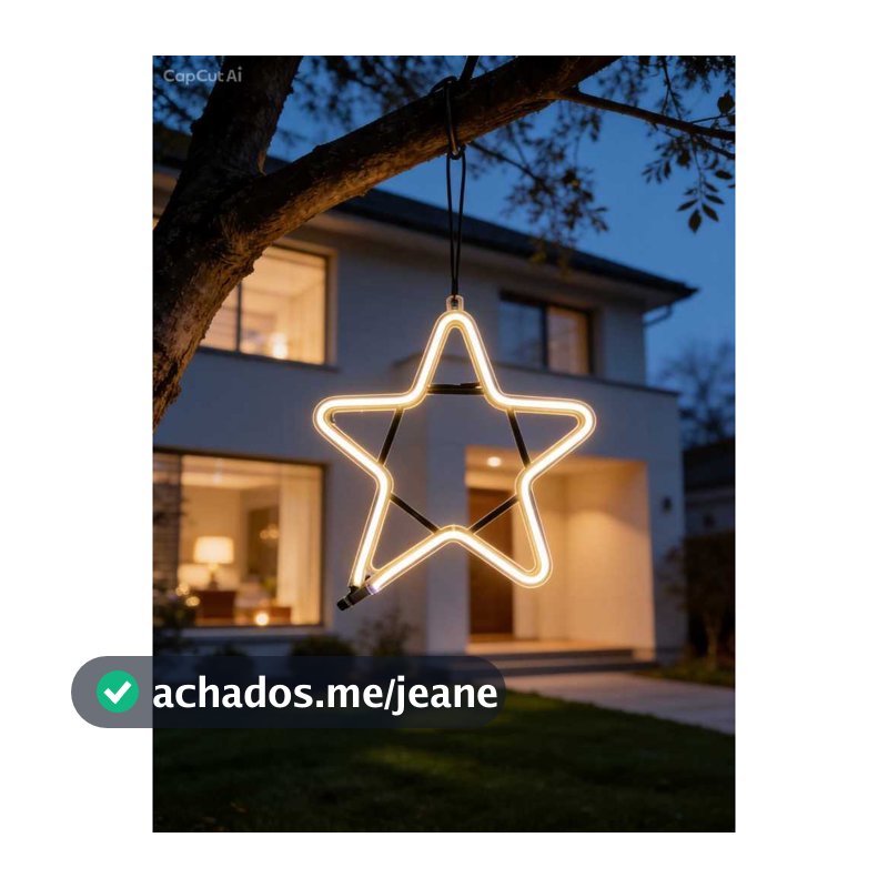 Estrela Neon Led Branco Frio Enfeite De Natal Pendente