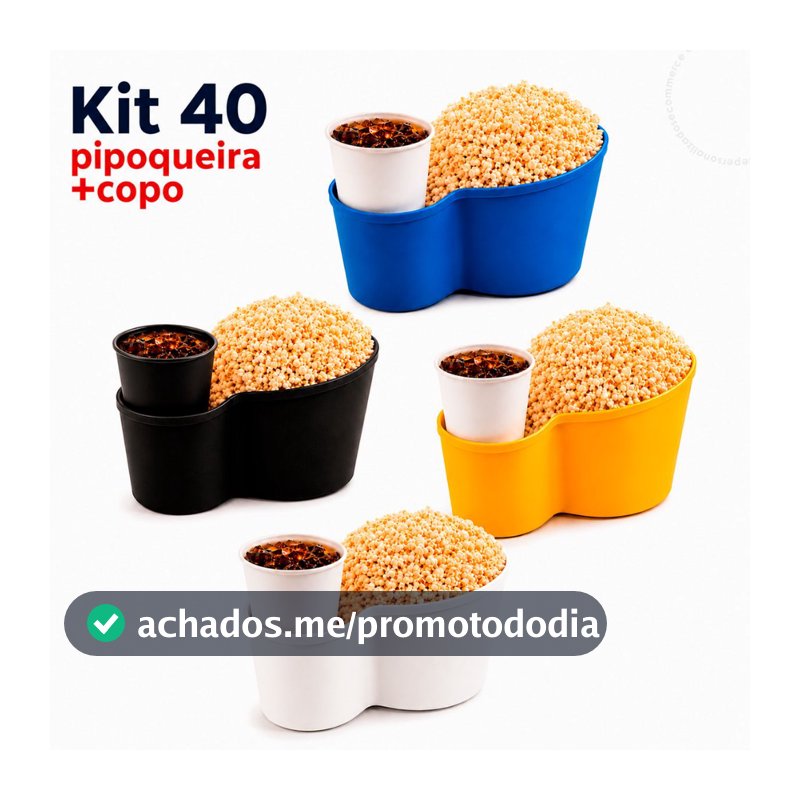 Kit 40 Pipoqueiras + 40 Copos Festa Pipoca Cinema Lembrancinha Amigos Balde Aniversário