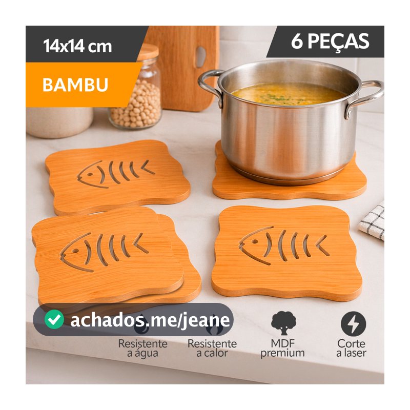 kit Descanso Apoio Suporte de Panela quente/ Proteção Para Pratos Jarras Suco Café, Tábua de Mesa