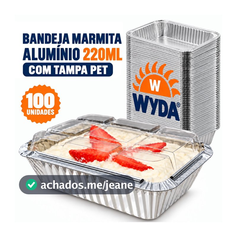 100un Marmita Alumínio c/tampa pet 220ml D12FS -Wyda