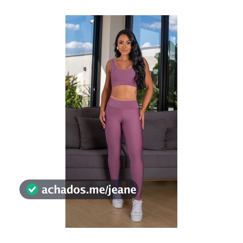 Conjunto Fitness Feminino Top + Calça Cintura Alta Lavanda Premium