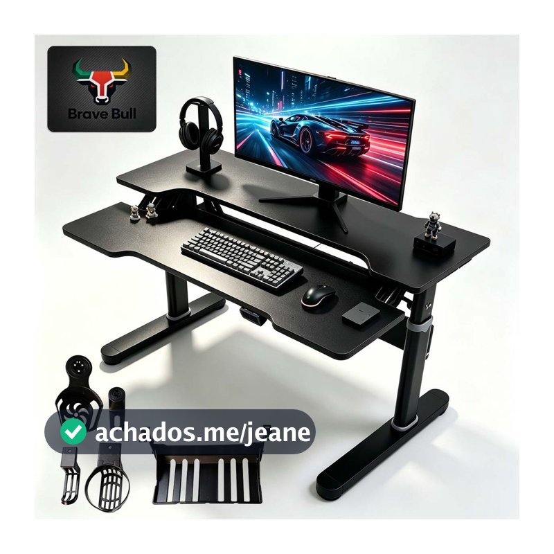 Mesa Gamer Elevatória Elétrica Viga Dupla Ajustável 100x60cm Mesa Gamer Elétrica Ajustável Altura 70‑100cm Viga Dupla