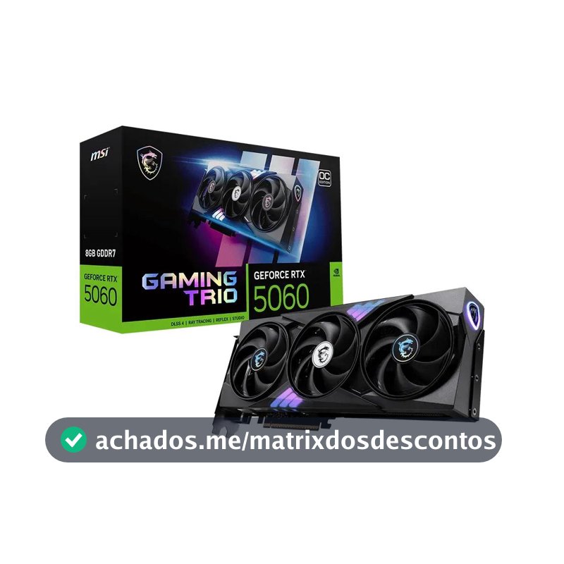 Placa de Vídeo NVIDIA GeForce MSI RTX5060 Gaming Trio Oc 8gb Gddr7 128 Bits - 912-V537
