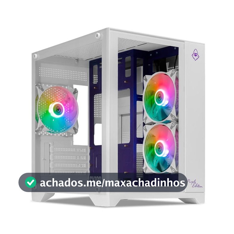 Gabinete Gamer Mancer CV100 Purple Edition, Mid-Tower, Com 3 Fans, Branco, MCR-CV100-PEW