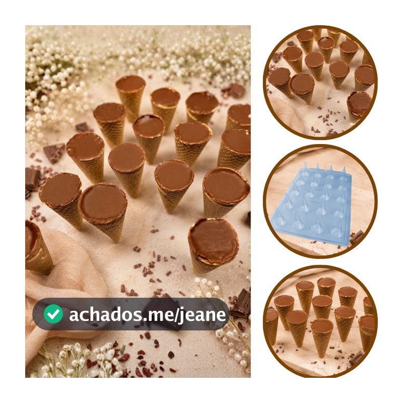 Forma Suporte para Cone Chocolate   BWB 3683 | Acetato Semiprofissional | 20 Cavidades | Doces e Cone Trufado (CHOCO)