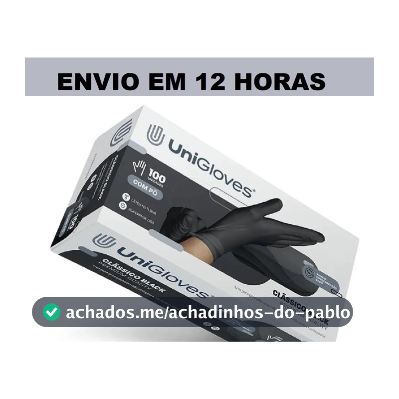 Luva Descartável Latex Com Pó Preto Black Cx 100 Unigloves