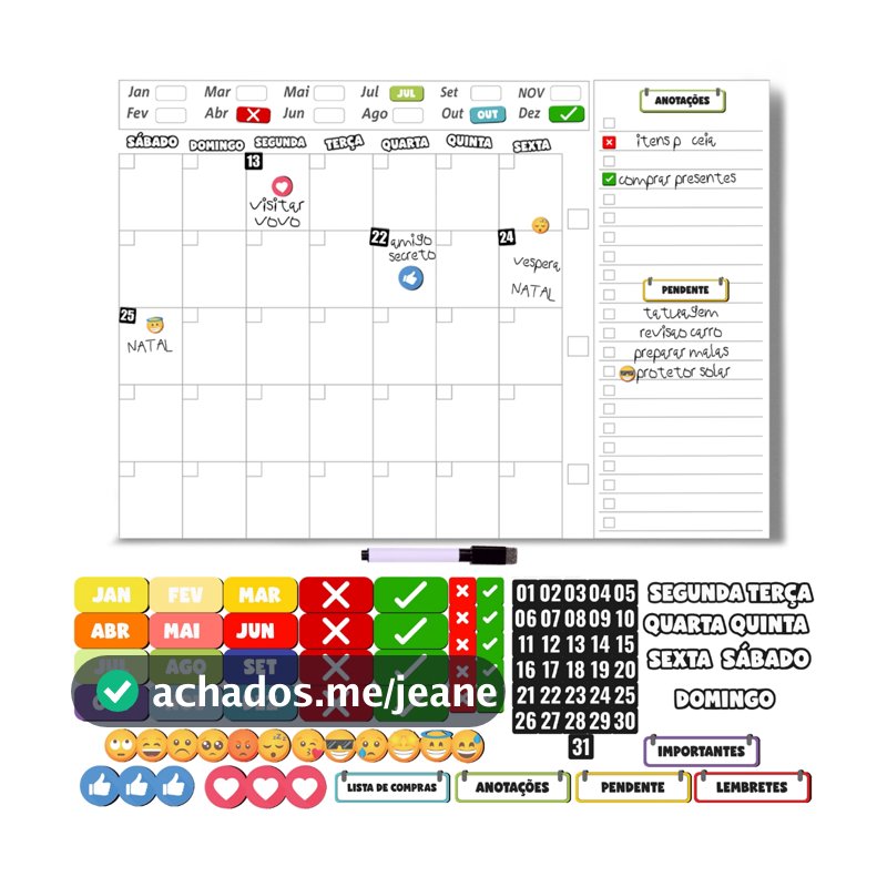 Lousa Planner - Quadro Planejamento Interativo Mensal - Planner Interativo