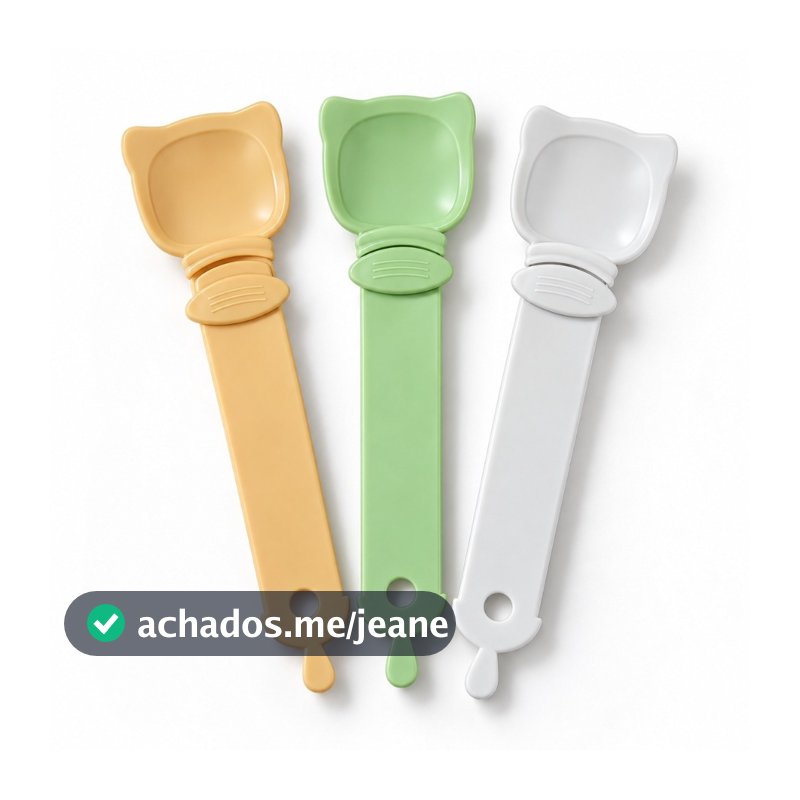 Colher Espremedor de Sachê para Gatos Espátula Pet Inteligente Ração Úmida Patê Alimento Prática e Reutilizável.