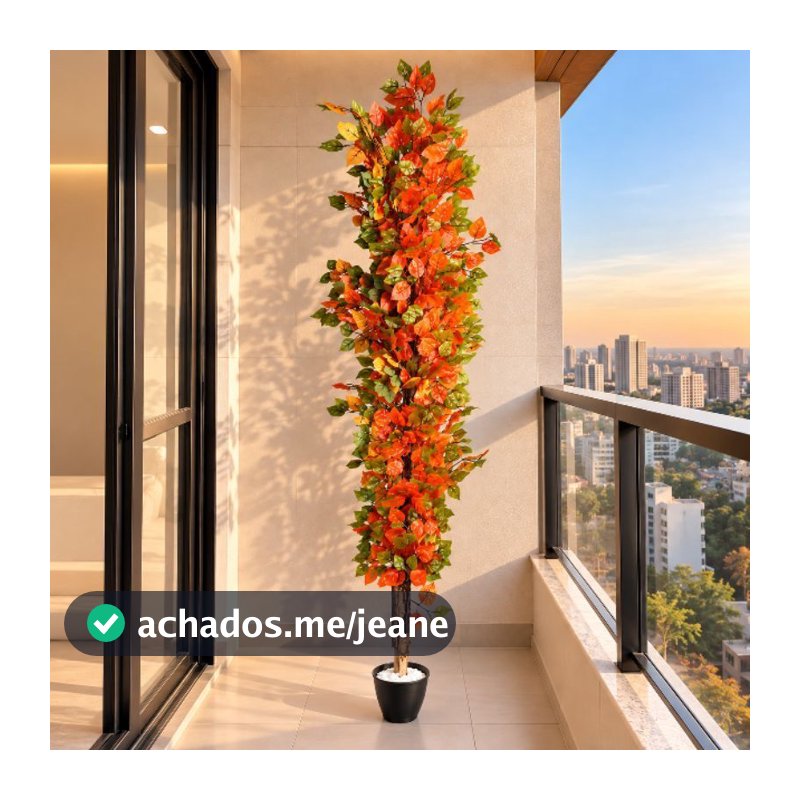 Planta Artificial Ficus Outonada  Permanente  Arranjo  Decoraçao Arvore Grande 2 Metro Folhagem Real Sem Vaso