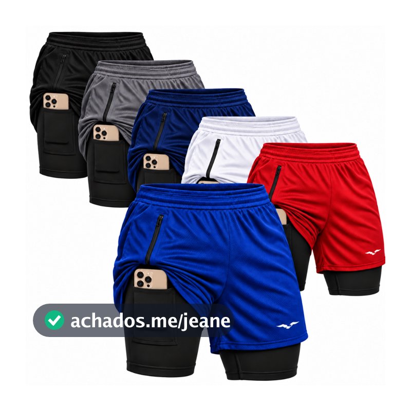 Short Masculino Dry Fit com Bermuda de Compressão para Corrida e Treino
