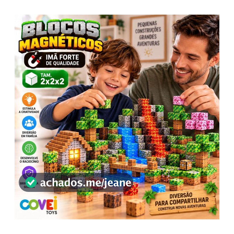 Blocos Magnéticos Infantil Educativo Cubos 60 A 200 Peças Brinquedo Construção Com Ímã Crianças