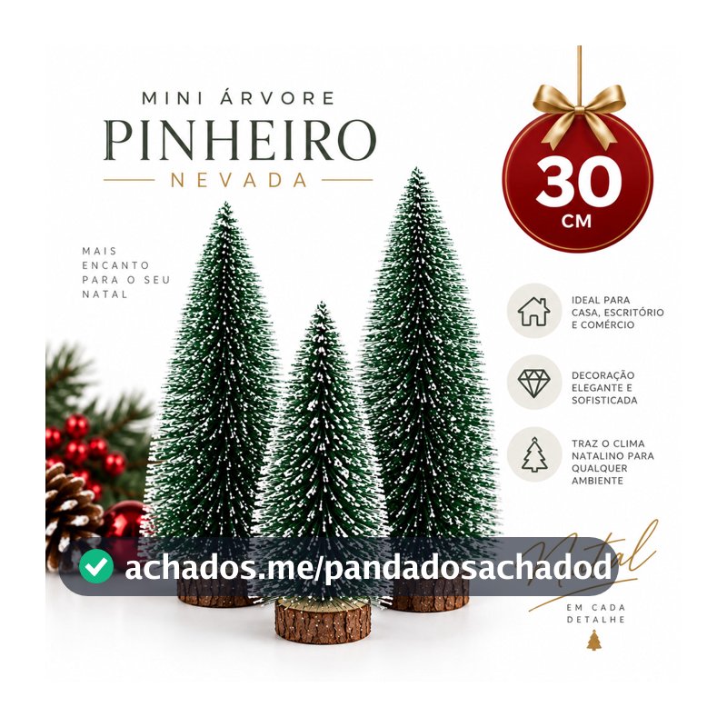 Kit 03 Mini Arvore 30cm Natal Nevada Lembrancinha Festa Natalina Decoração Enfeite Mesa empresarial