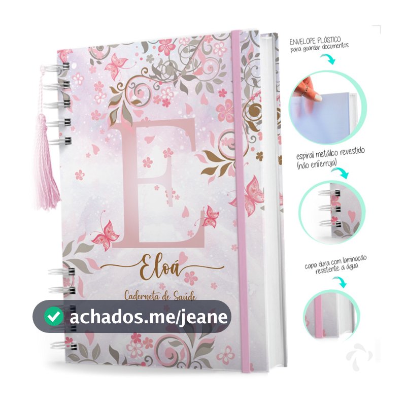 Caderneta De Vacinação Menina Personalizada C/ Nome - Floral
