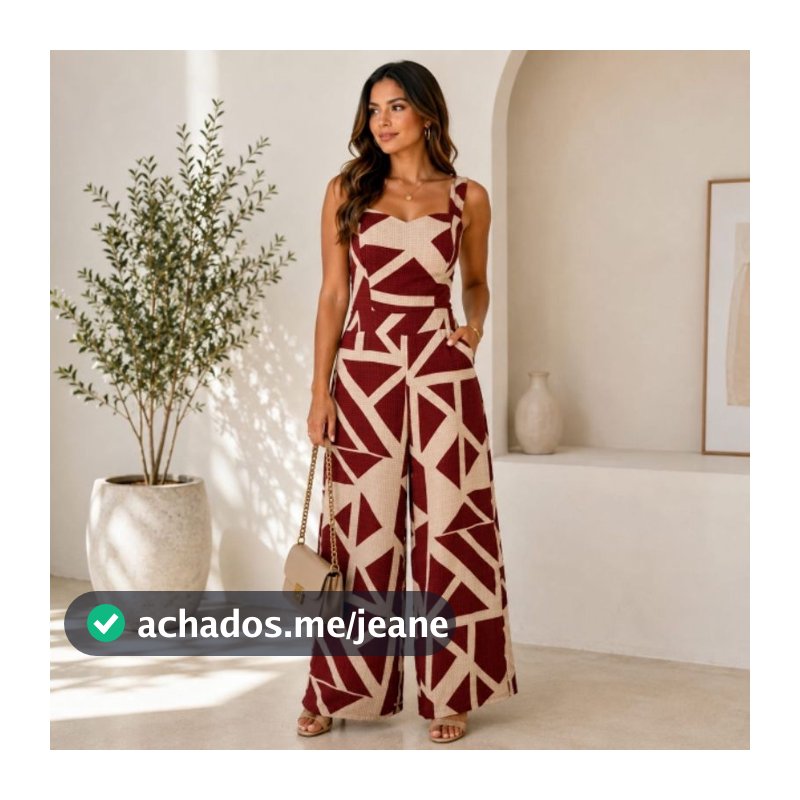 Macacão longo femenino com bojo e lastex nas costas/ pantalona com bolsos tecido duna